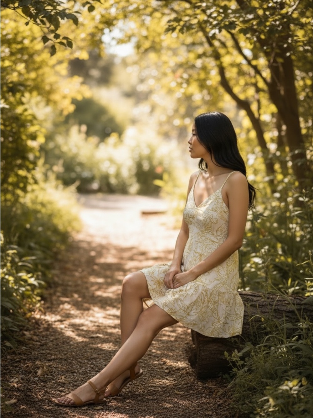Forever 21 Pale Yellow Floral Slip Dress